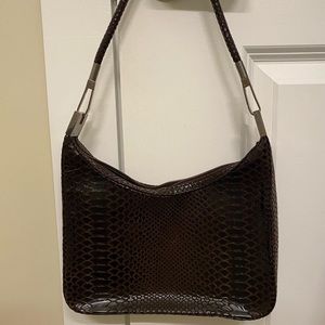 Trendy brown croc Stuart Weitzman shoulder bag